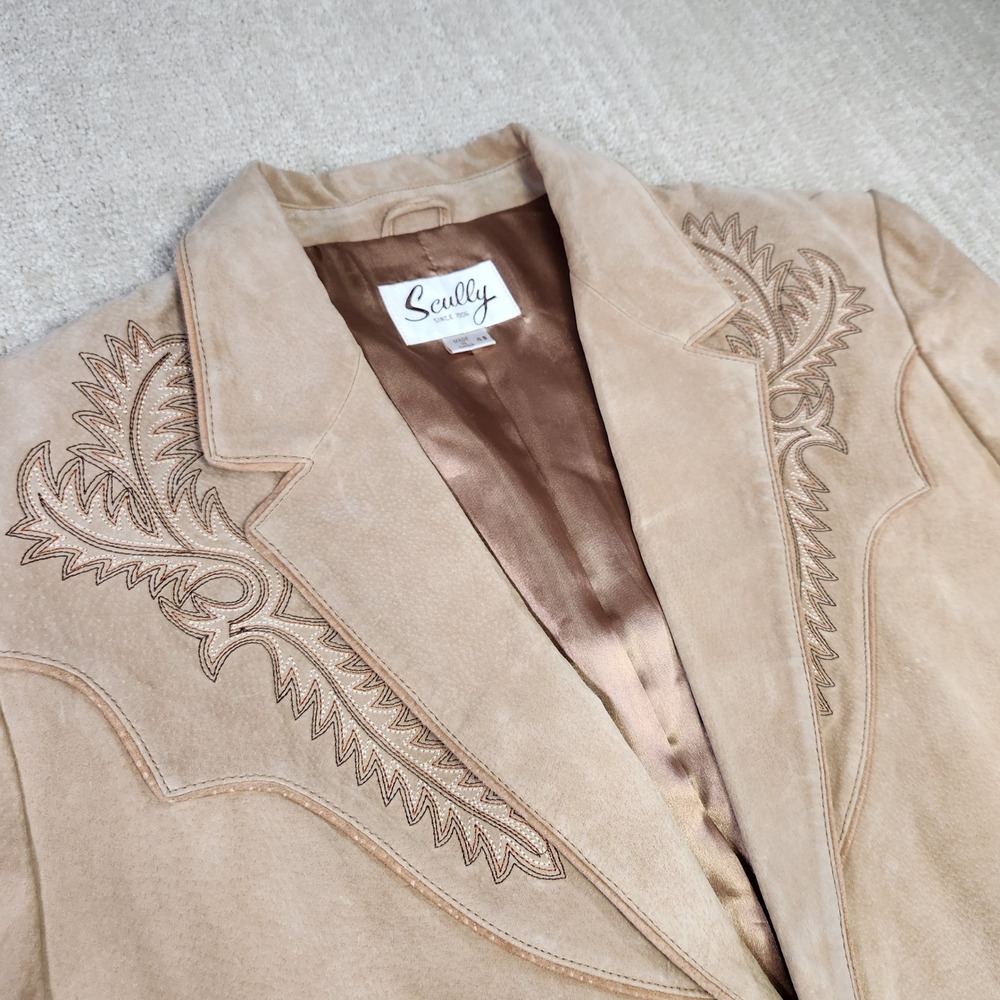 Vintage Scully Suede Leather jacket Blazer Men 48 Western Embroidered Cowboy